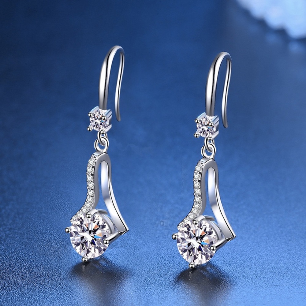 Certified 1ct. t.w.Color Grade D Moissanite Diamond Engagement Drop Earrings